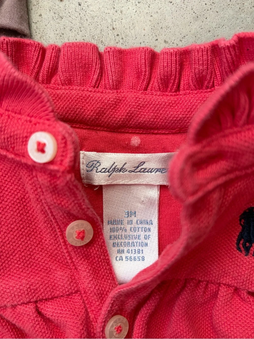 Ralph Lauren Pink Ruffle Eyelet Bubble Romper & Headband Set 3M⁠